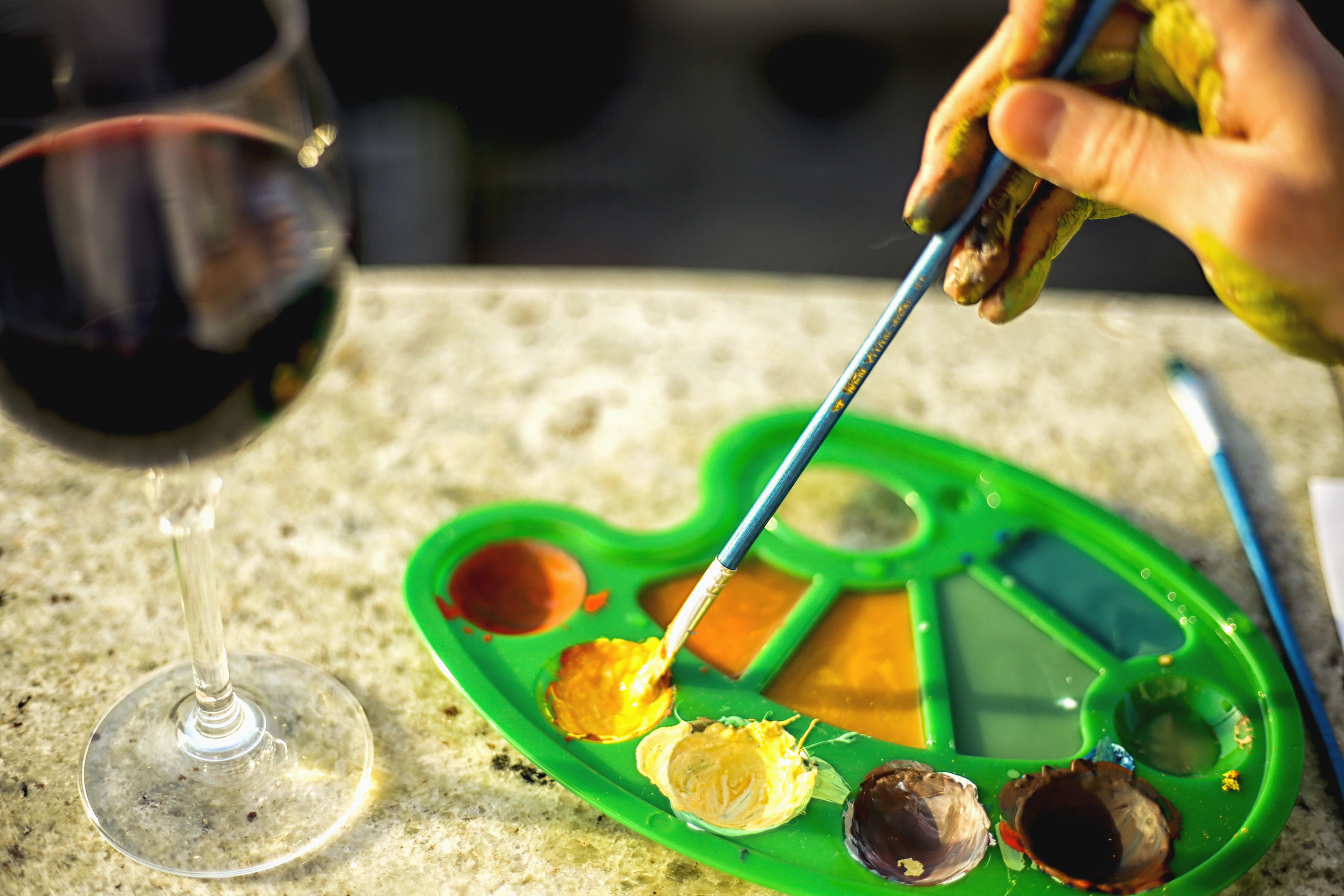 Paint Palette With Wine Glass