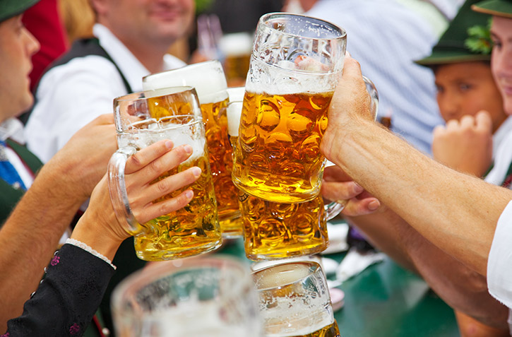 Close-Up Of Mugs At Oktoberfest