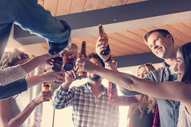 Group Toasting With Craft Beer