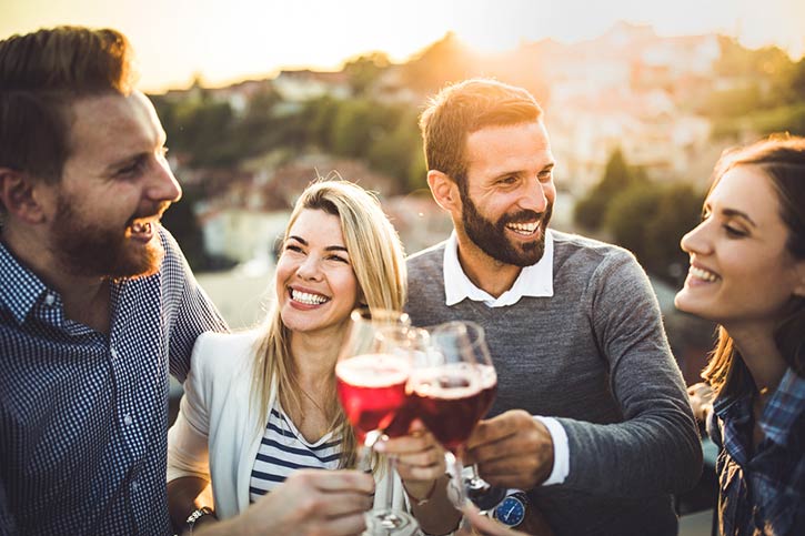 Friends Toasting With Wine