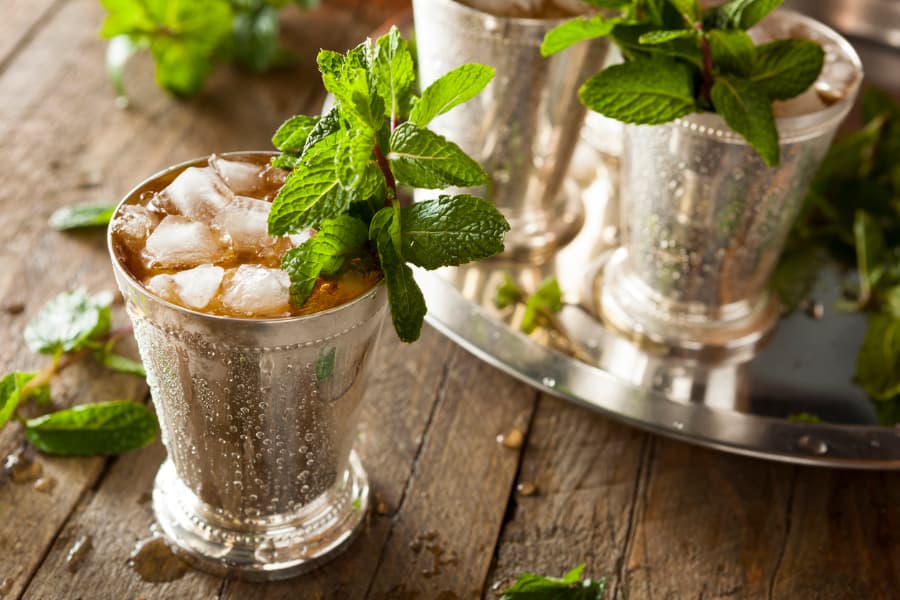 Mint juleps in silver cups