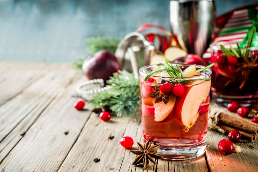 Holiday cocktail on table