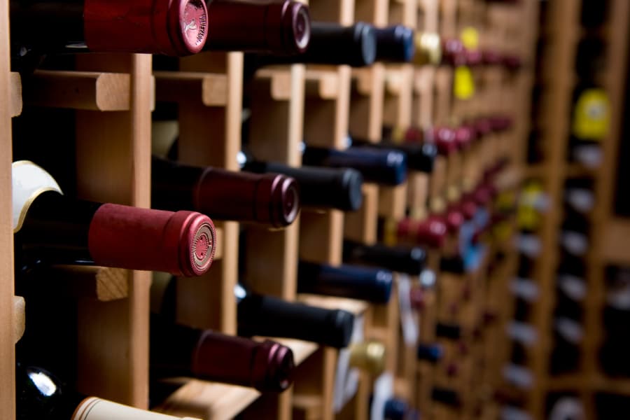 Wine bottles in a cellar