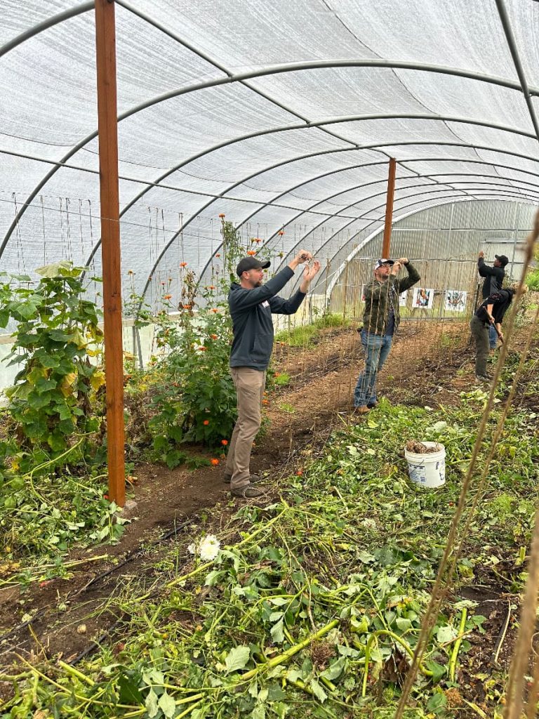 Columbia Team Members working at the Kindness Farm